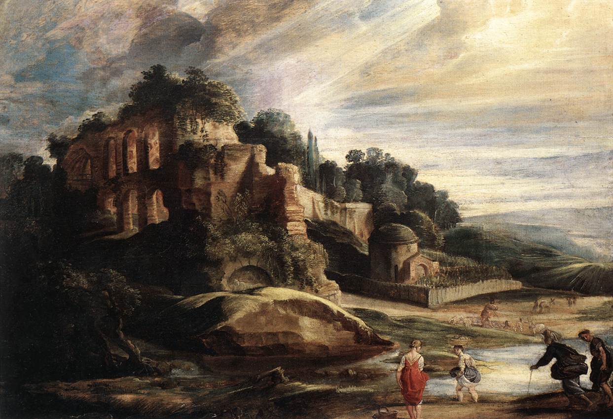 Peter Paul Rubens, Landscape with the Ruins of Mount Palatine in Rome. Public Domain